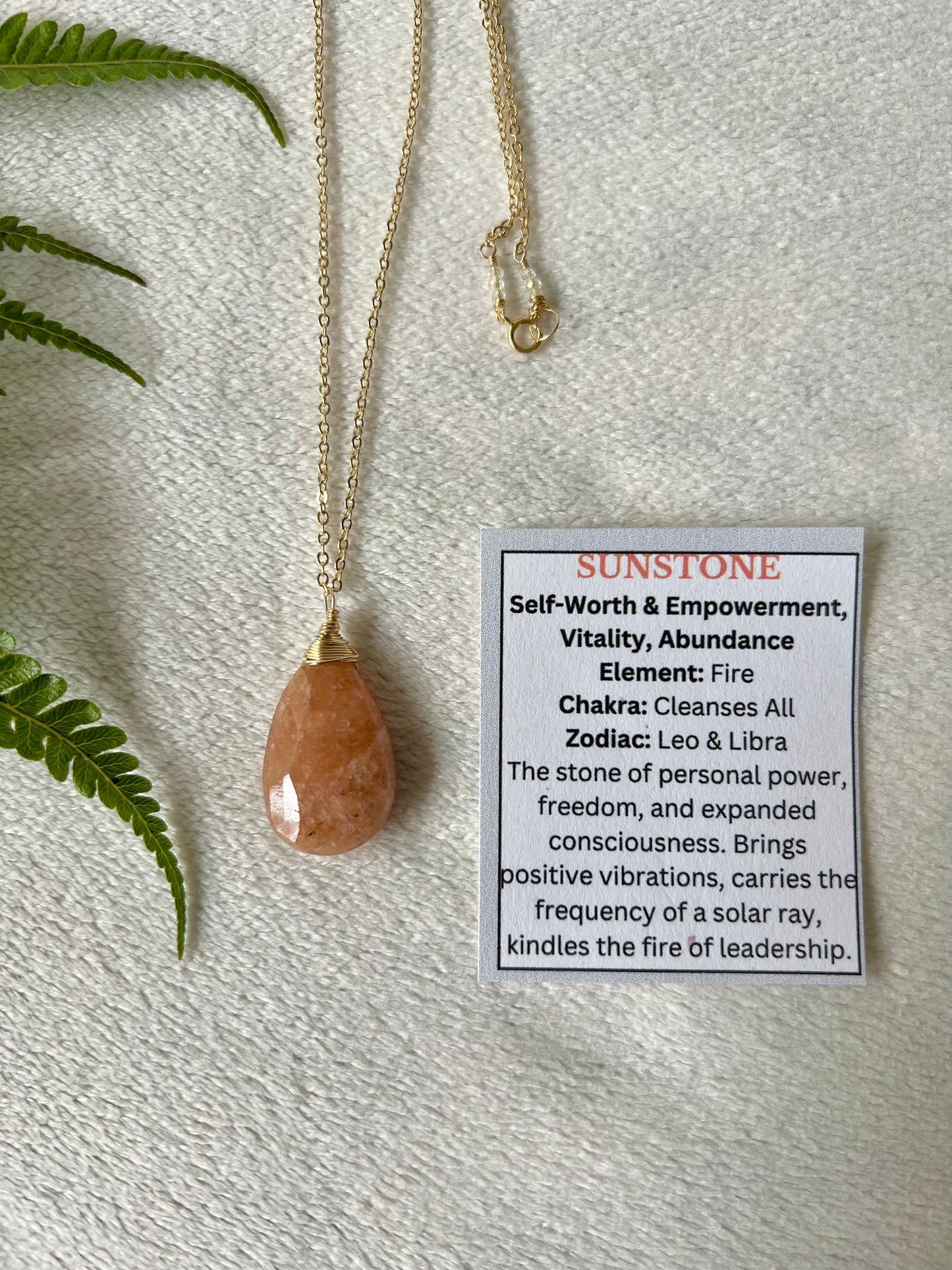 Sunstone Drop Necklace