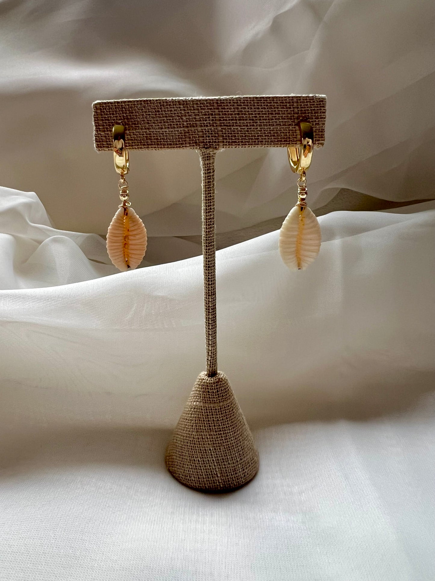 Granulated Cowry Shell Huggies