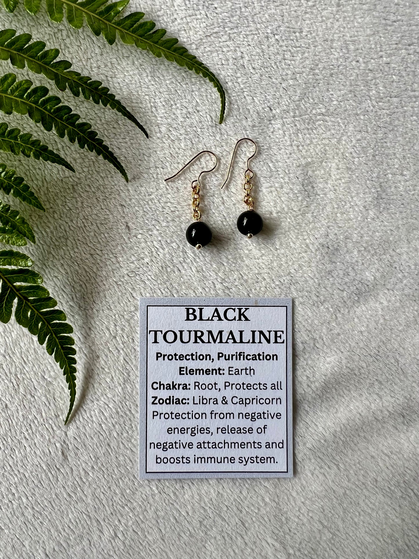 Black Tourmaline Minimalist Earrings