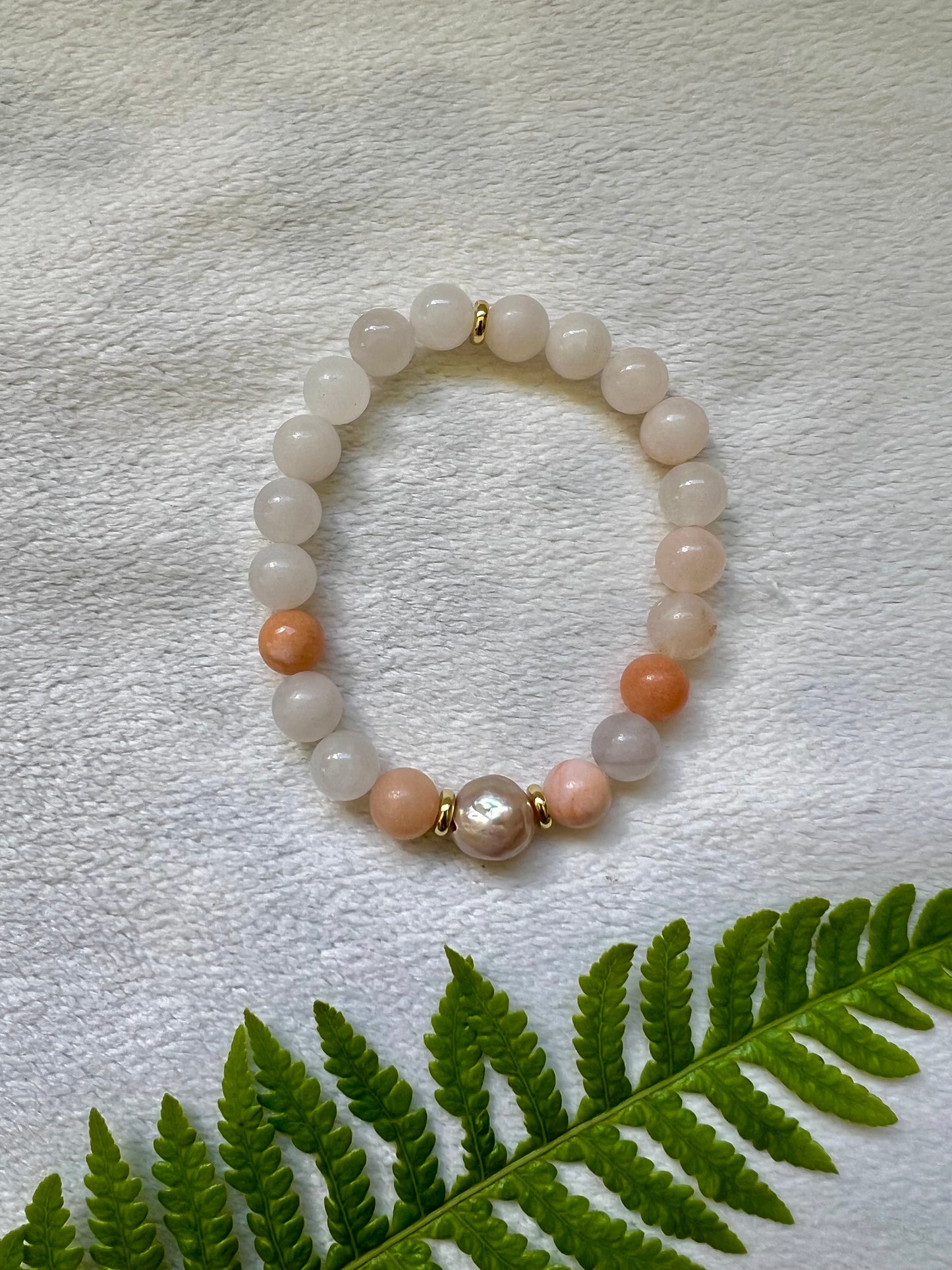 Pink Opal & Edison Pearl Bracelet