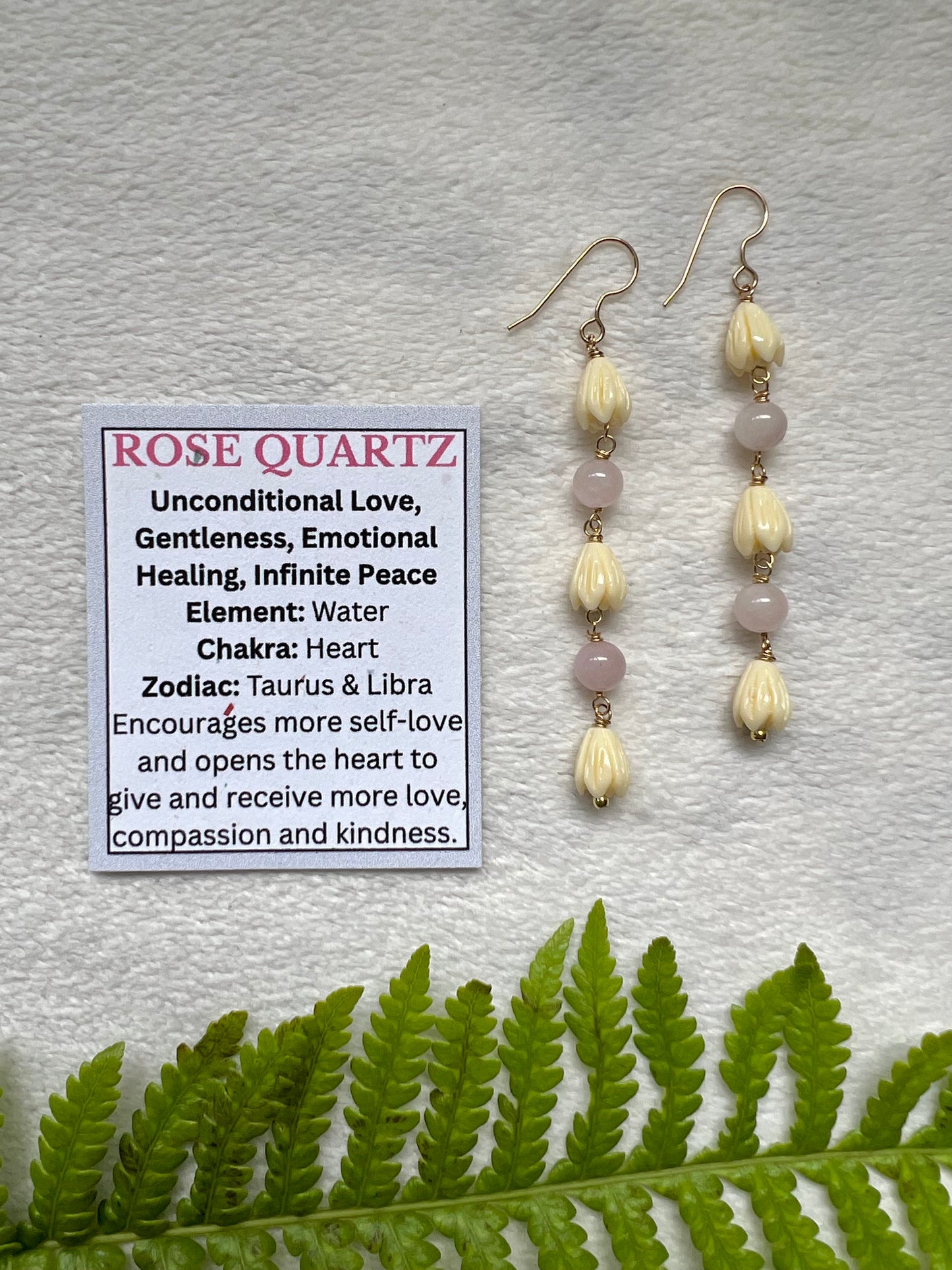‘Elima Pīkake & Rose Quartz Earrings