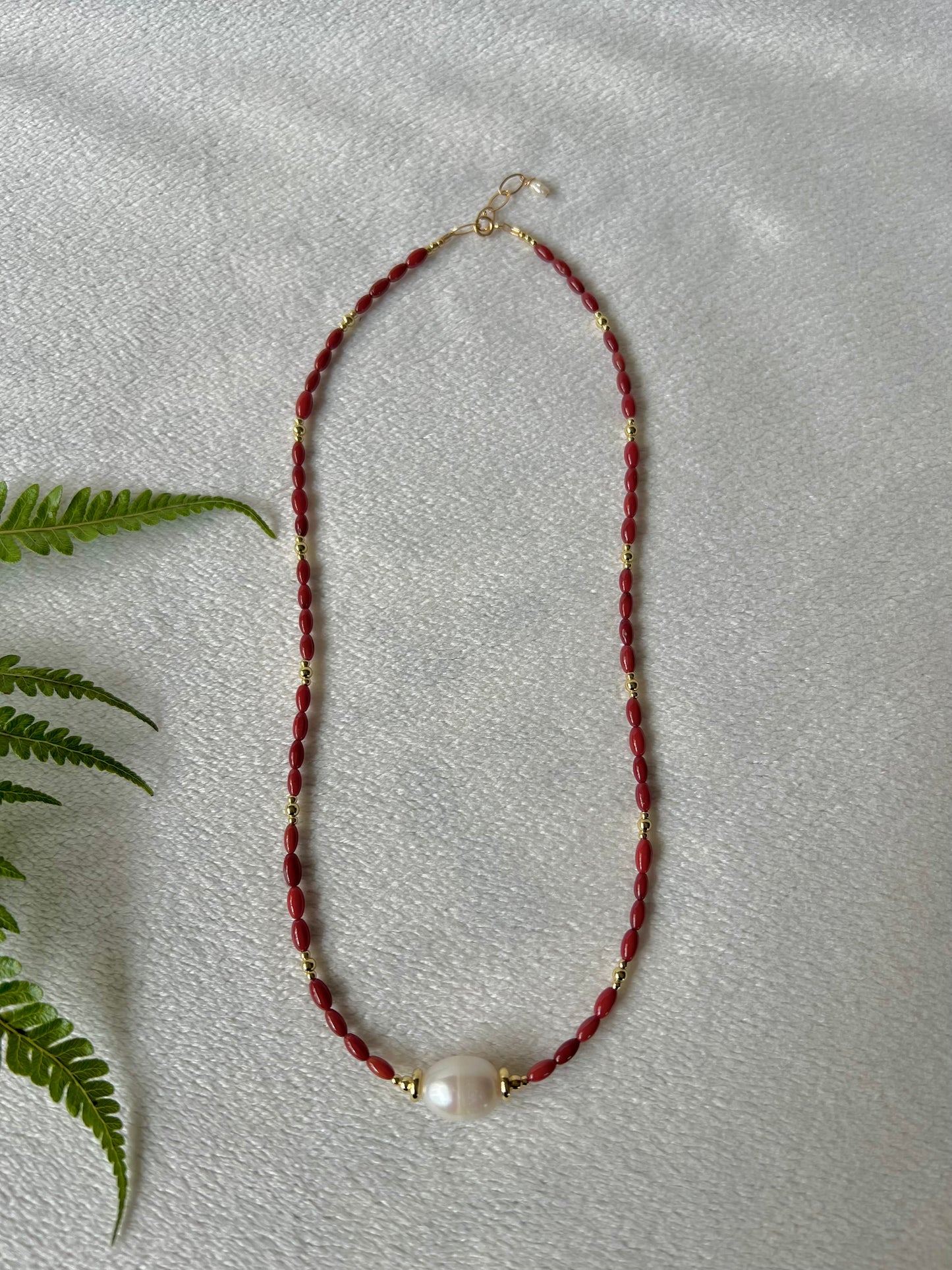 Empress Love Necklace in Red Coral
