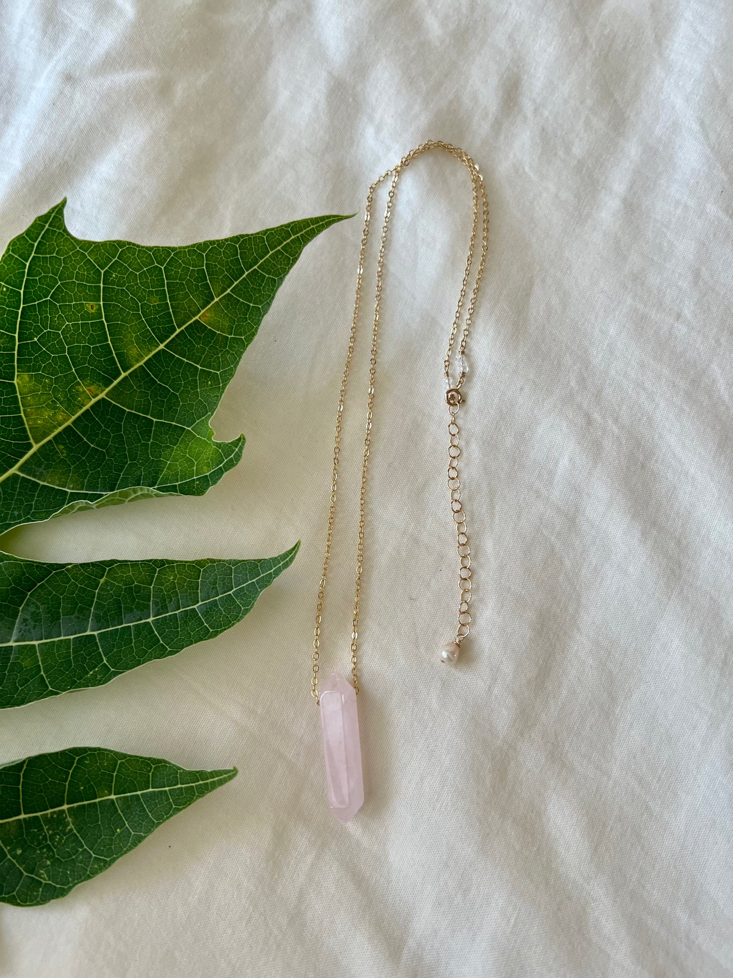 Rose Quartz Floater Necklace