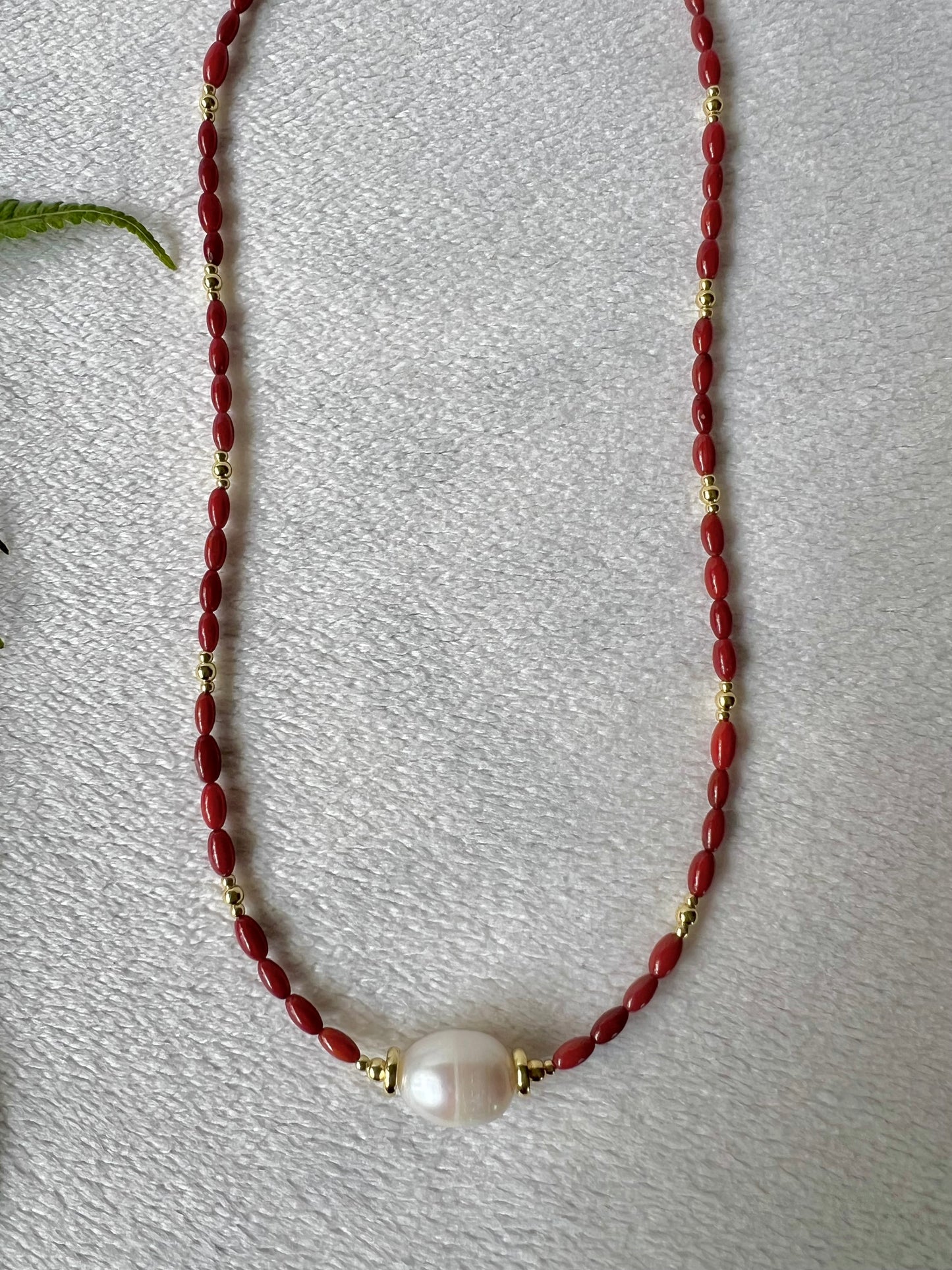 Empress Love Necklace in Red Coral