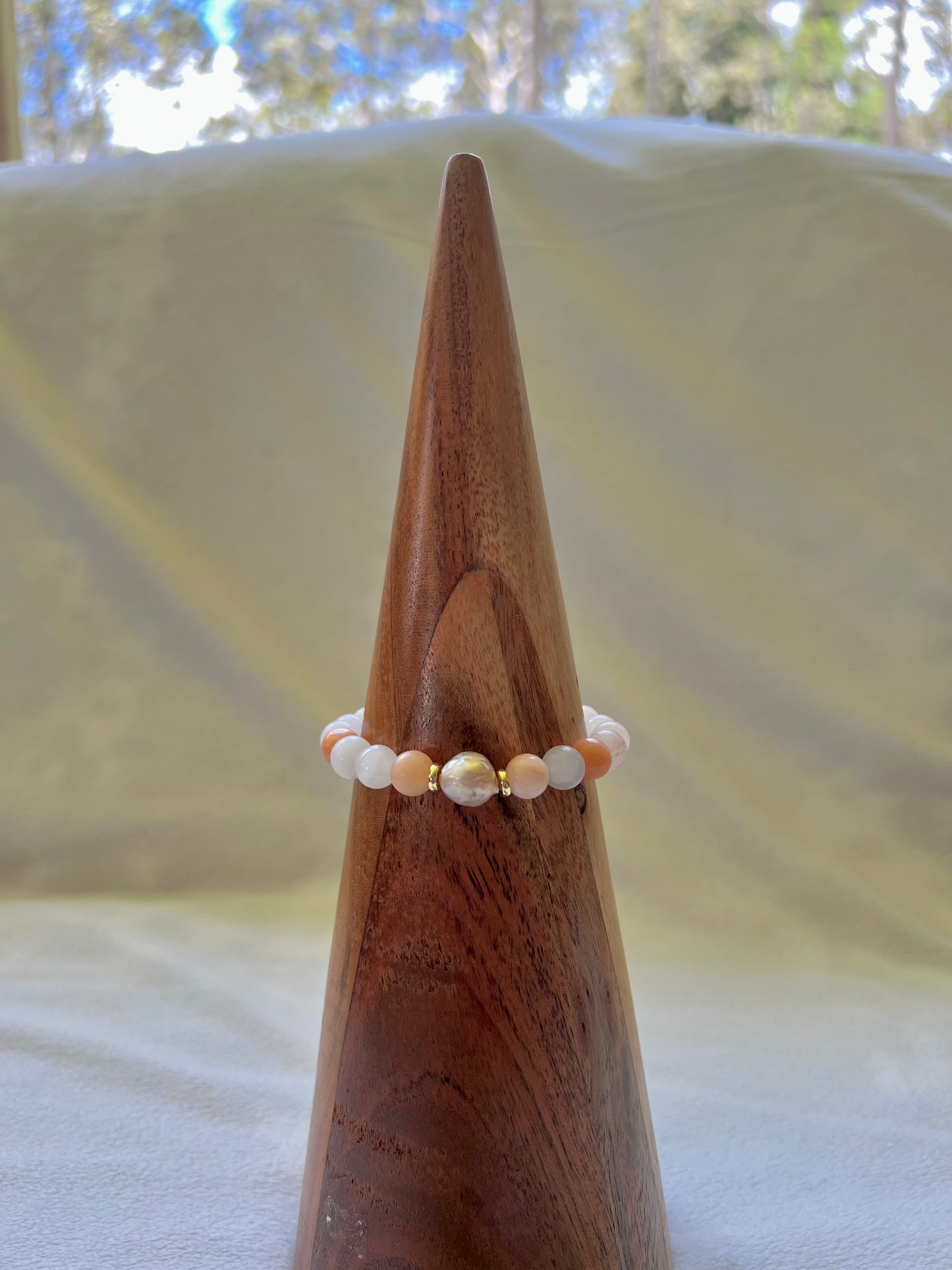 Pink Opal & Edison Pearl Bracelet