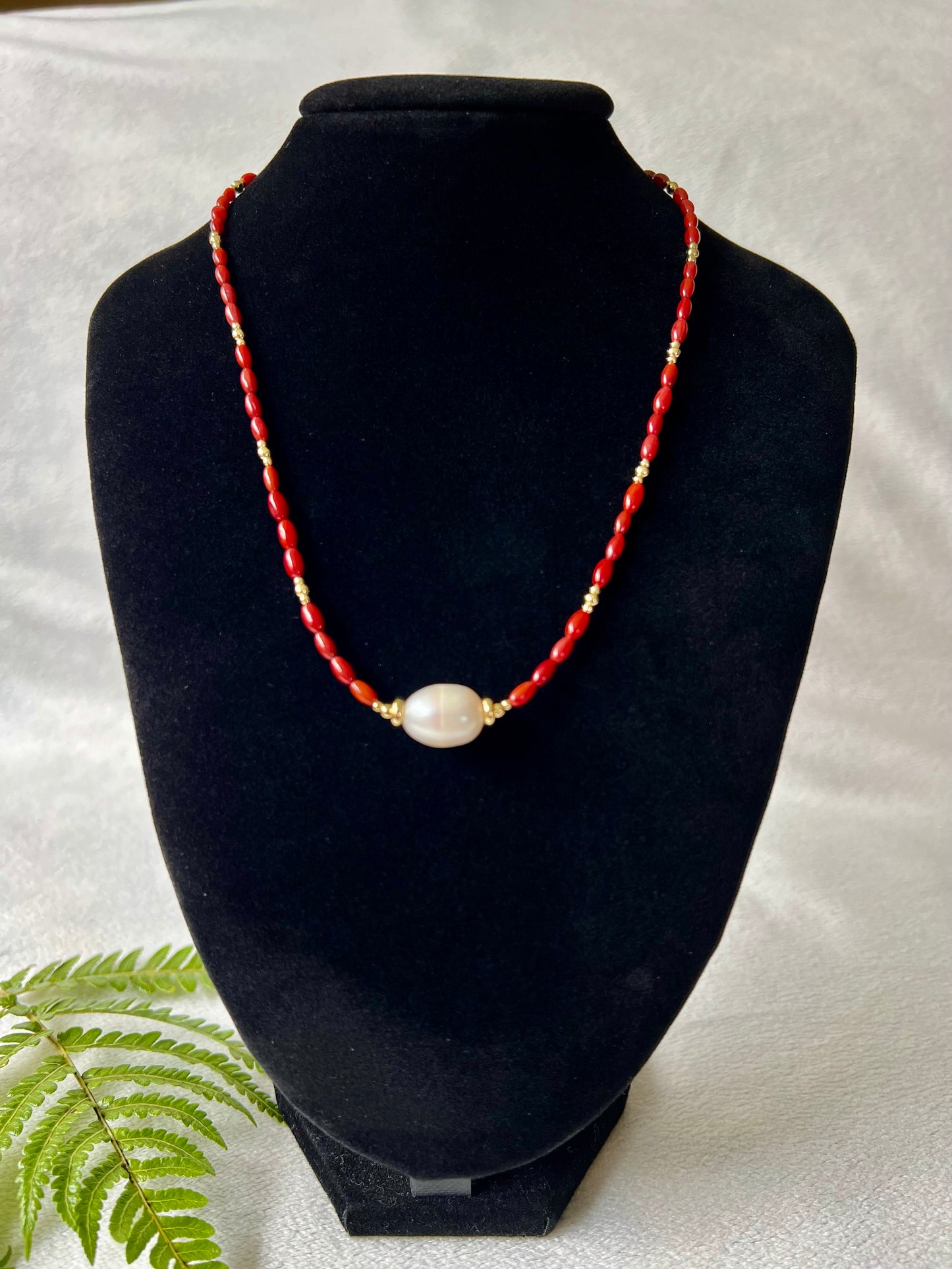 Empress Love Necklace in Red Coral