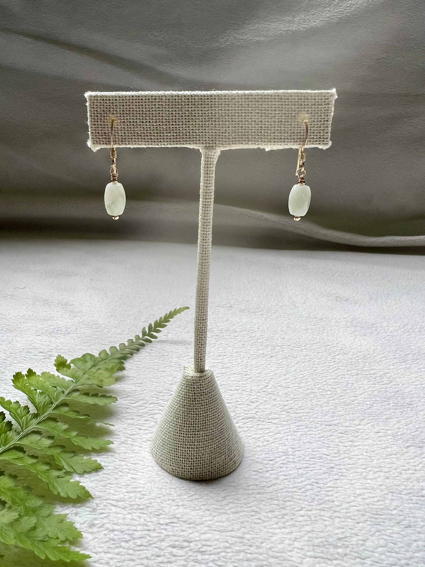 Oval Jade Minimalist Earrings