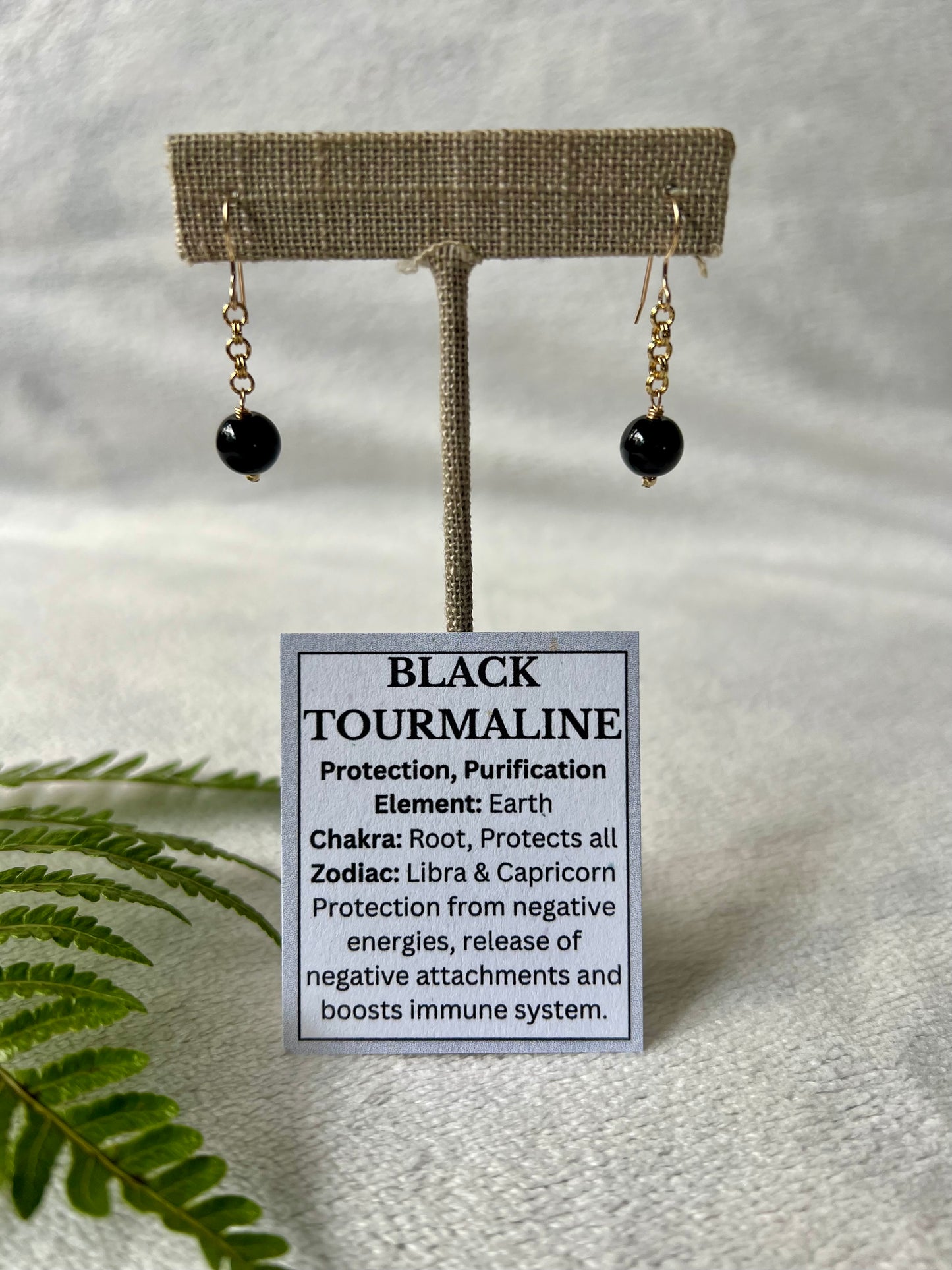 Black Tourmaline Minimalist Earrings