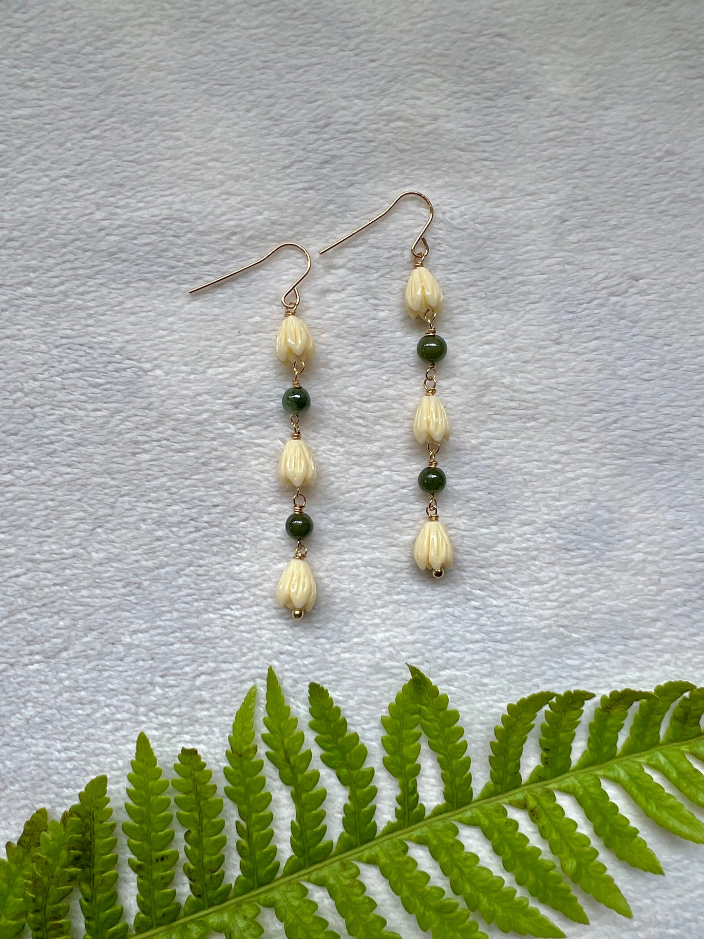 ‘Elima Pīkake & Jade Earrings