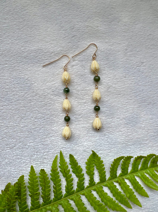 ‘Elima Pīkake & Jade Earrings
