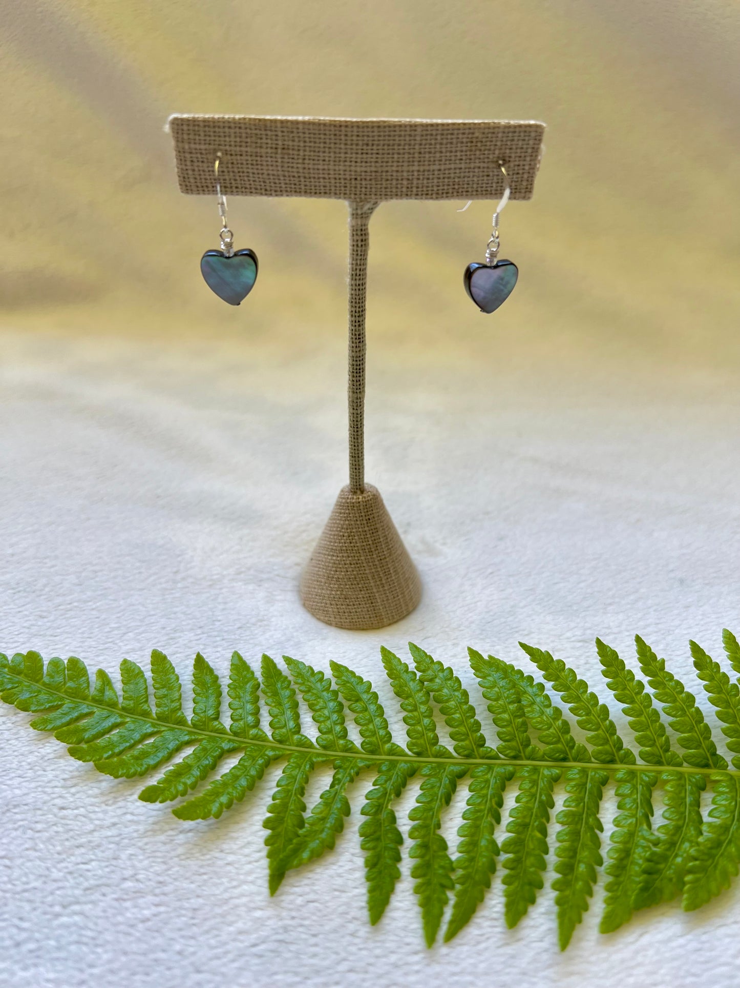 Heart Earrings in Mother of Pearl