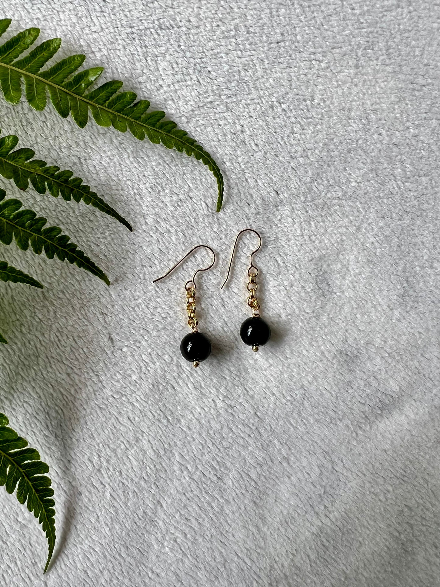 Black Tourmaline Minimalist Earrings
