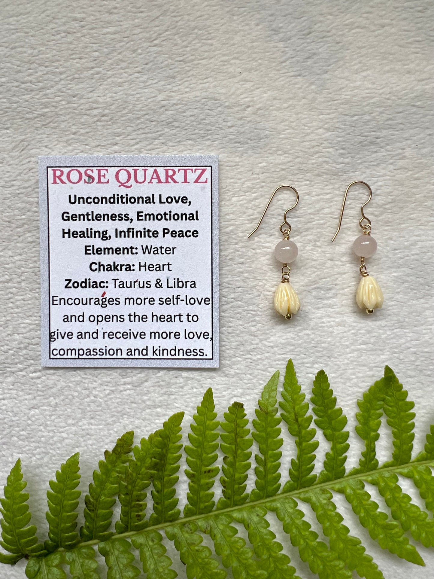 ‘Ekahi Pīkake & Rose Quartz Earrings