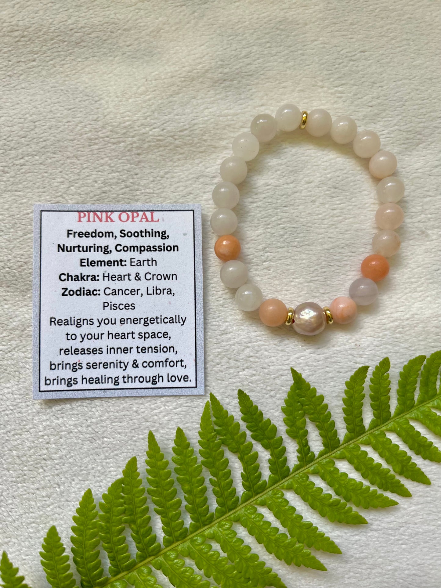 Pink Opal & Edison Pearl Bracelet