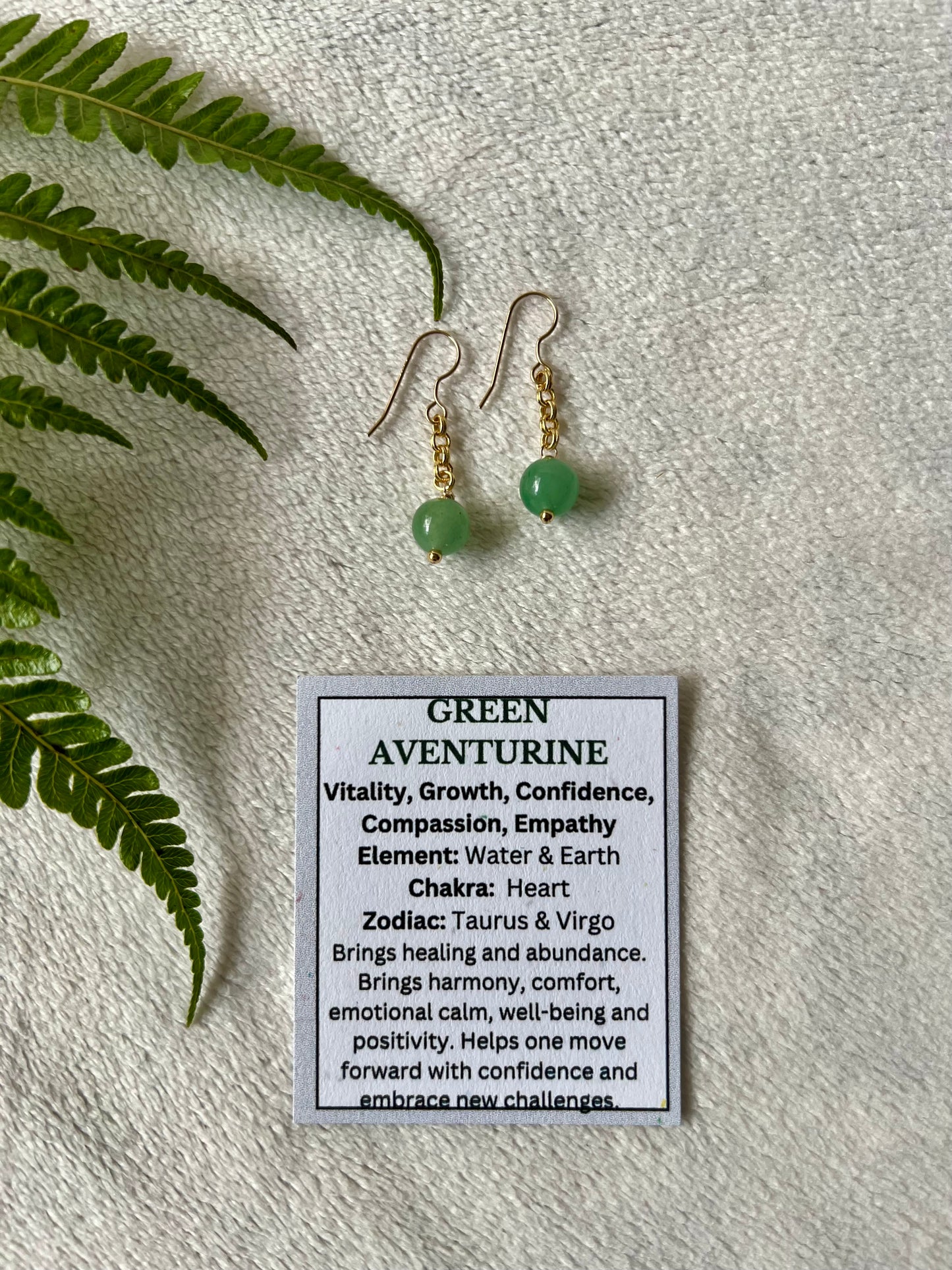 Green Aventurine Minimalist Earrings