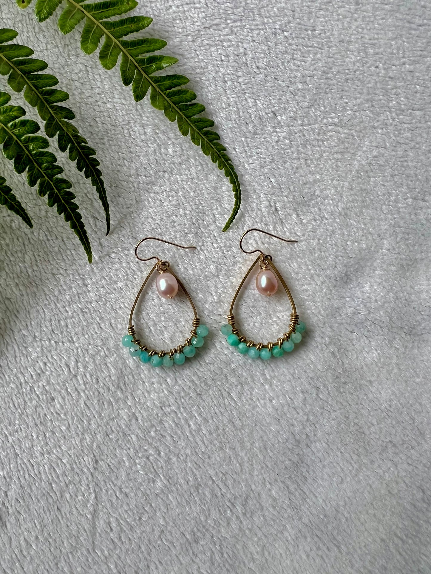 Keleawe Drops in Amazonite & Pearl