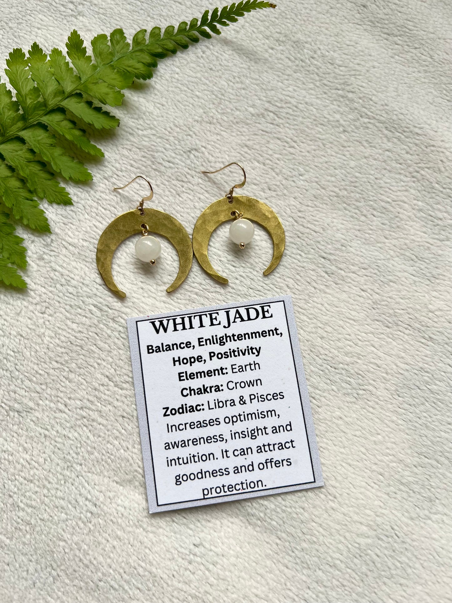 Hoaka Earrings in White Jade