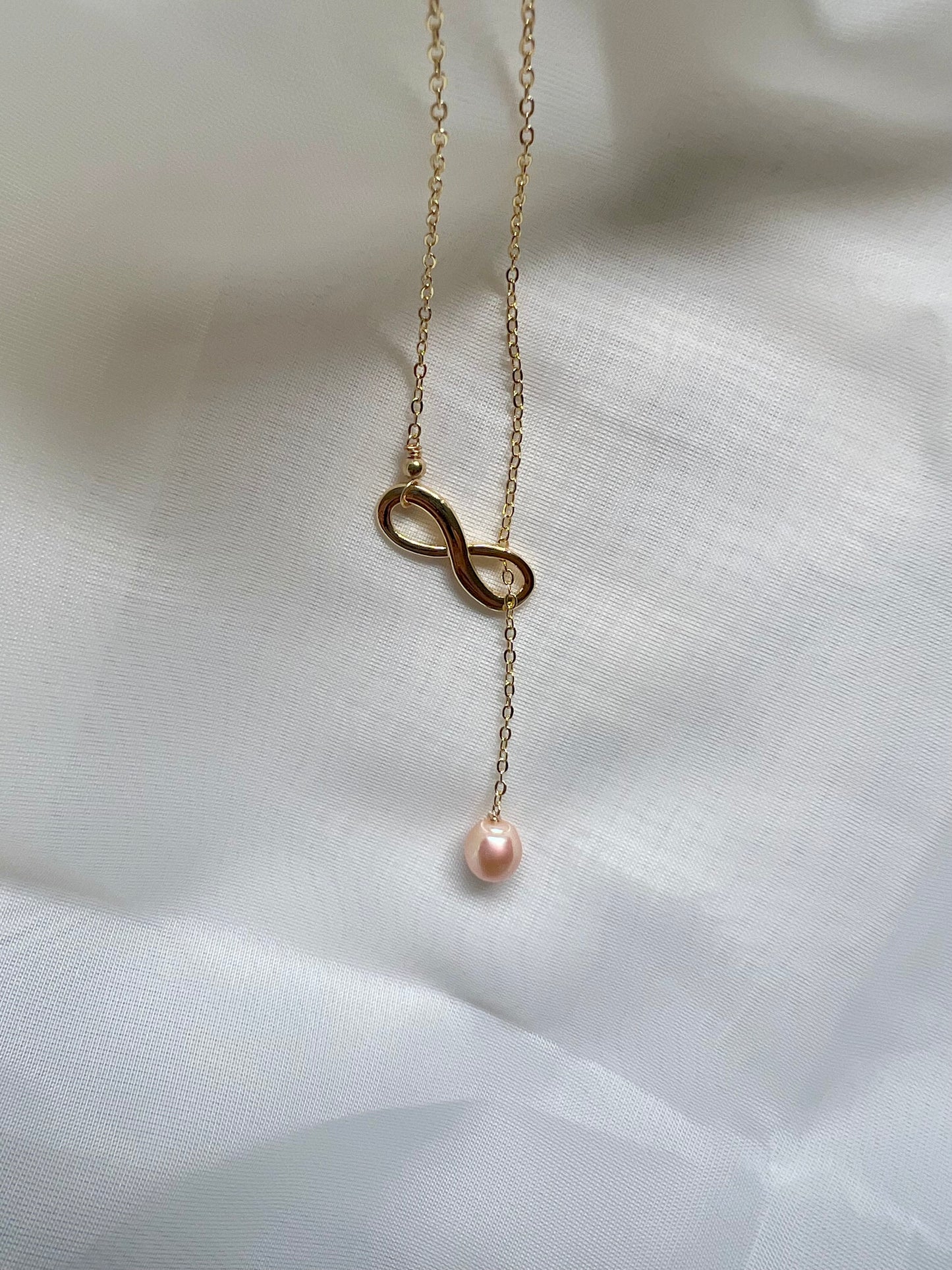 Pink Edison Pearl Infinity Lariat