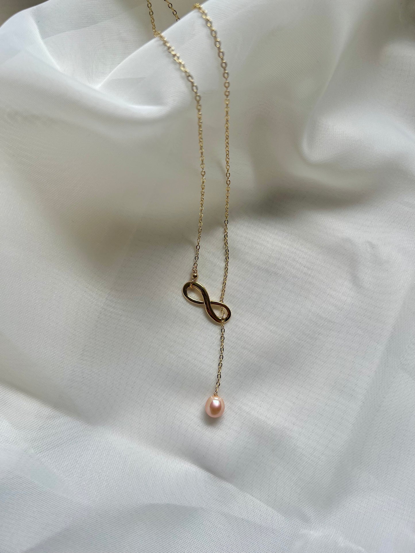 Pink Edison Pearl Infinity Lariat