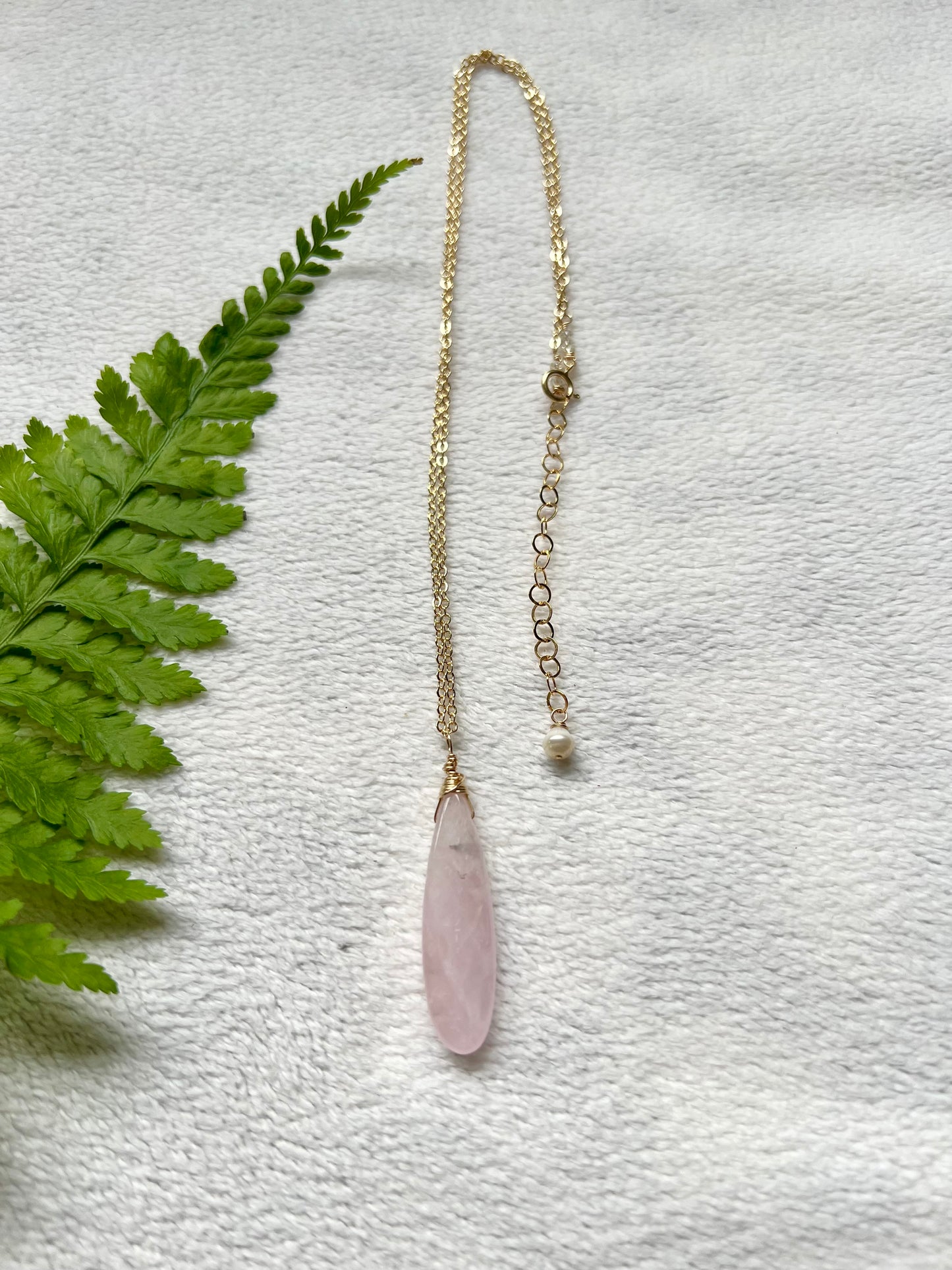 Rose Quartz Drop Necklace