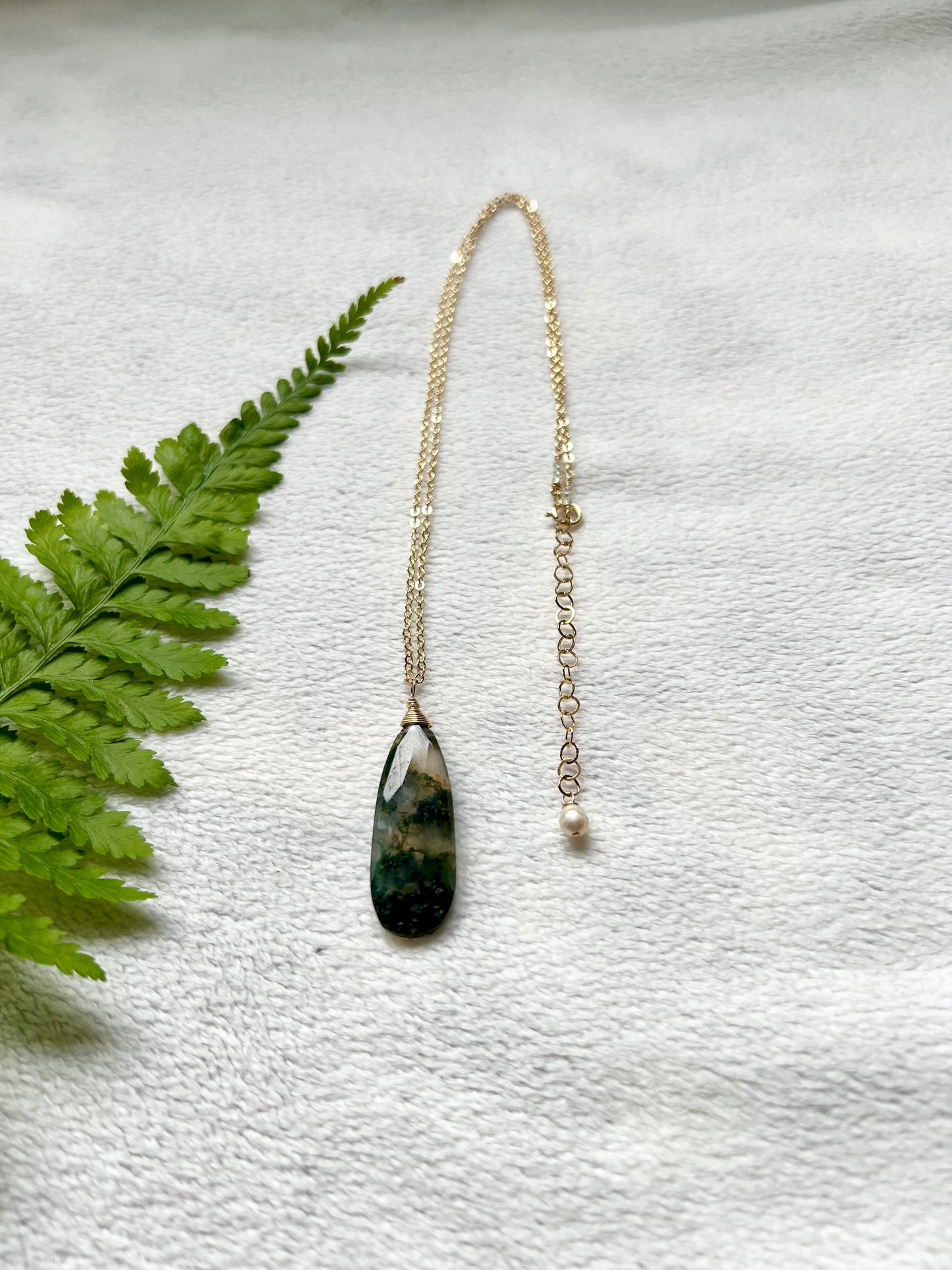 Moss Agate Drop Necklace