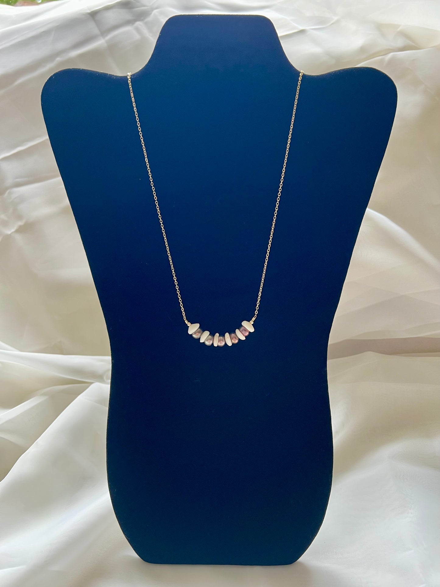 Puka & Pearl Bar Necklace