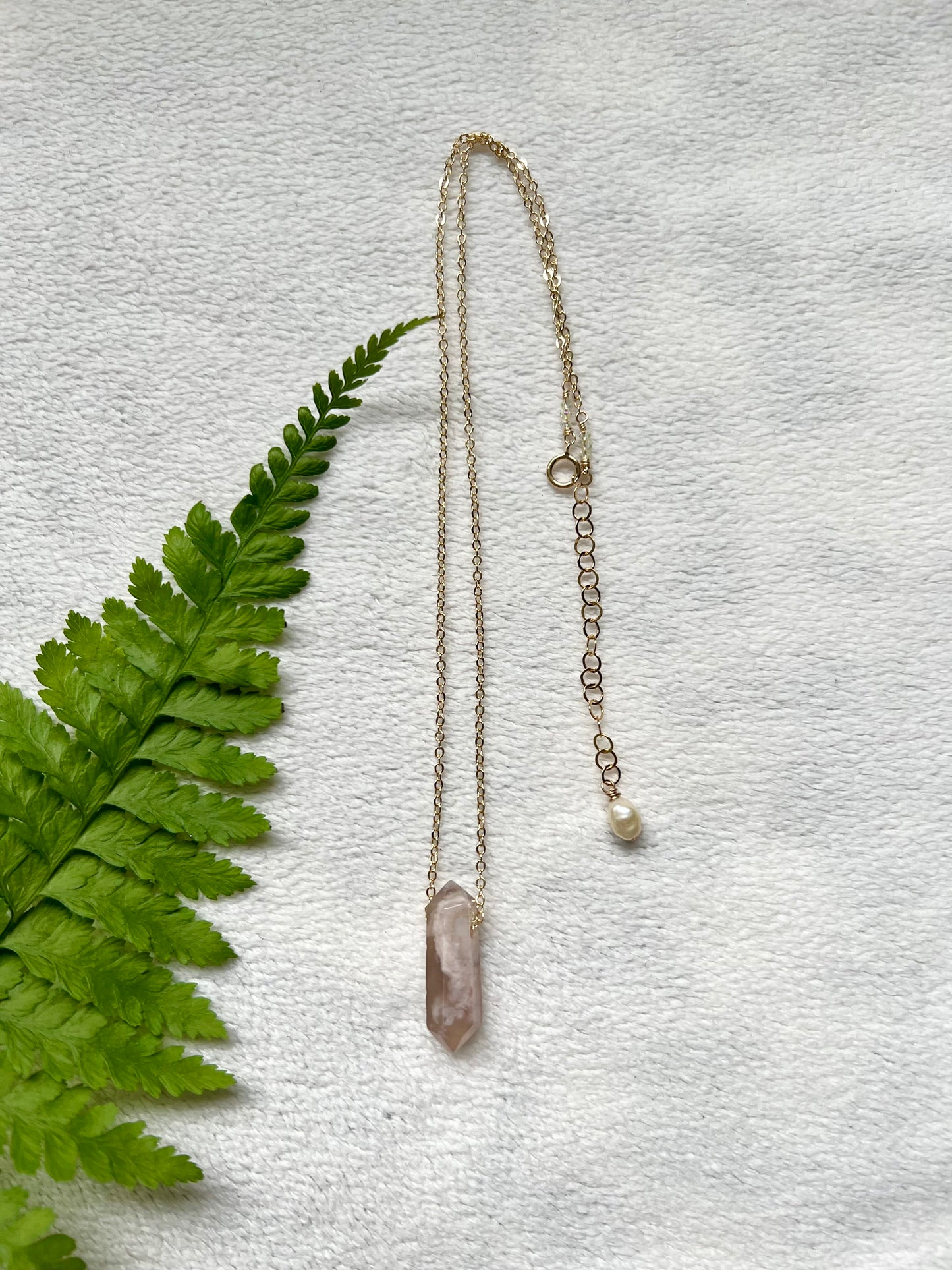 Cherry Blossom Agate Floater Necklace