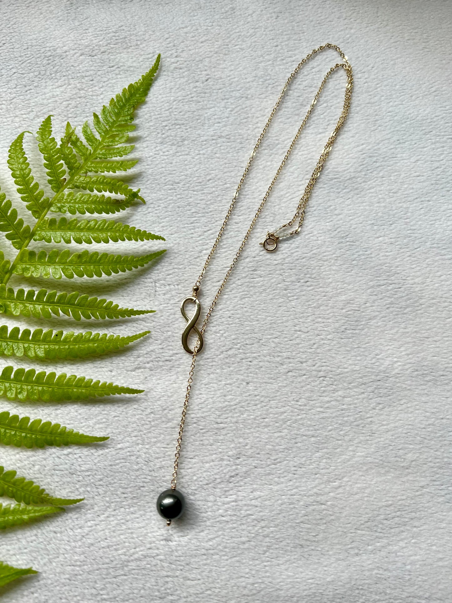 Tahitian Pearl + Infinity Necklace