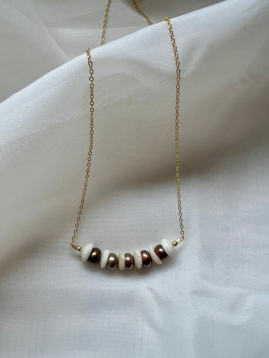 Puka & Pearl Bar Necklace