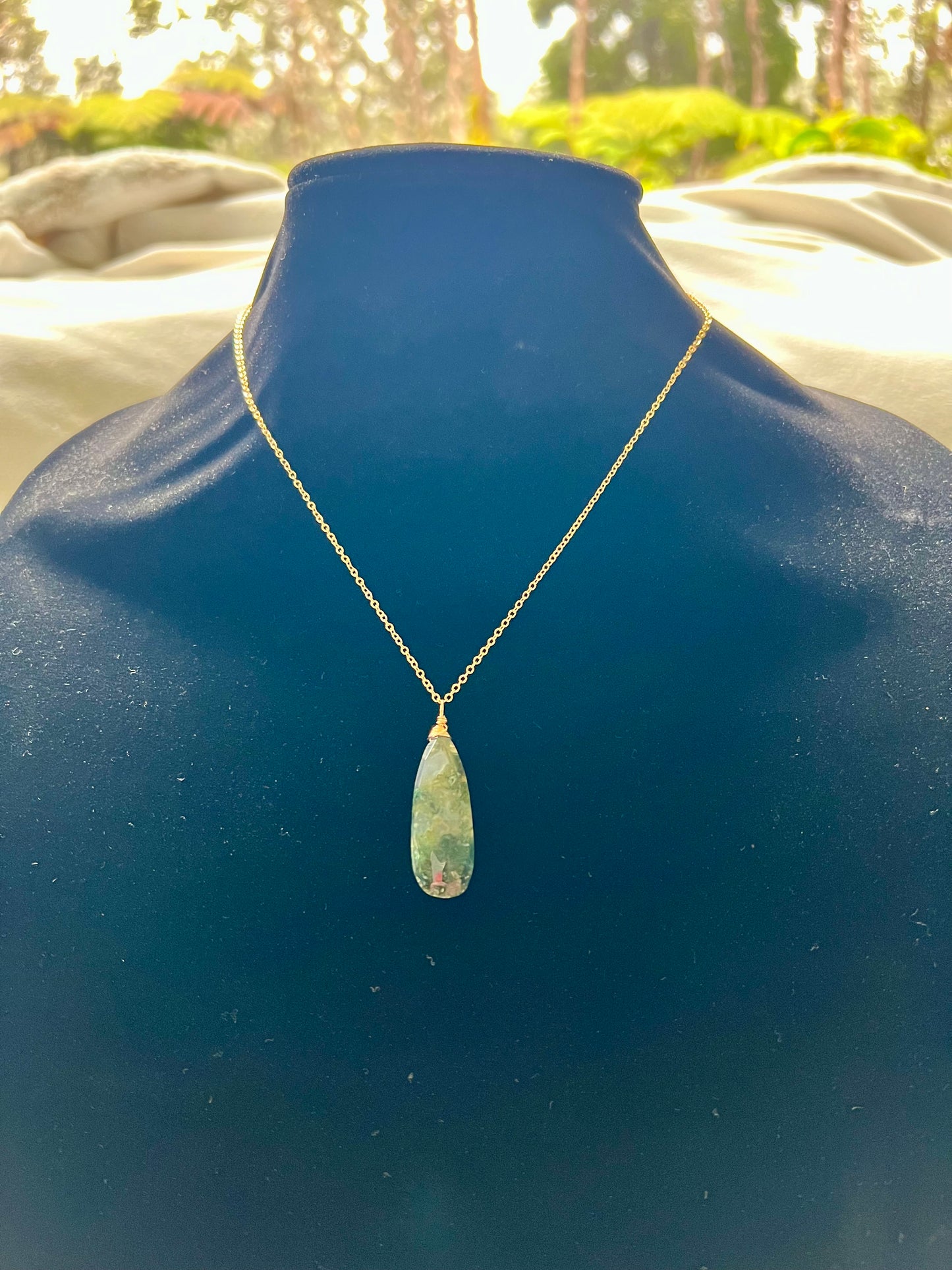 Moss Agate Drop Necklace