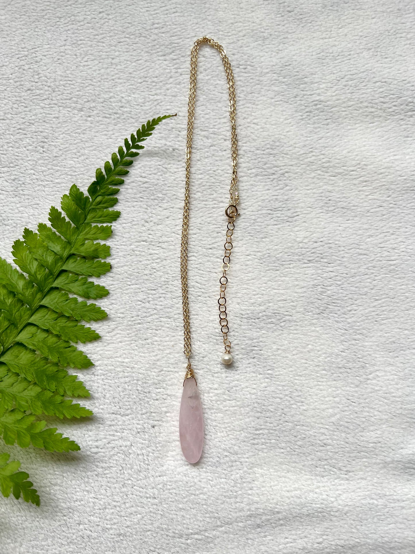 Rose Quartz Drop Necklace