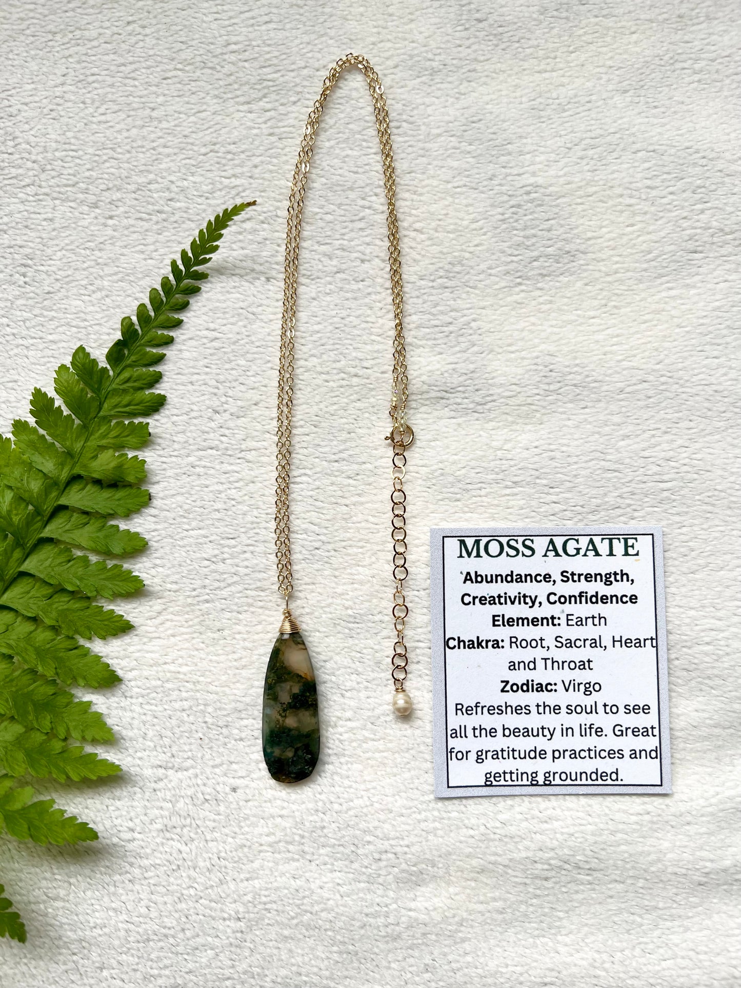 Moss Agate Drop Necklace