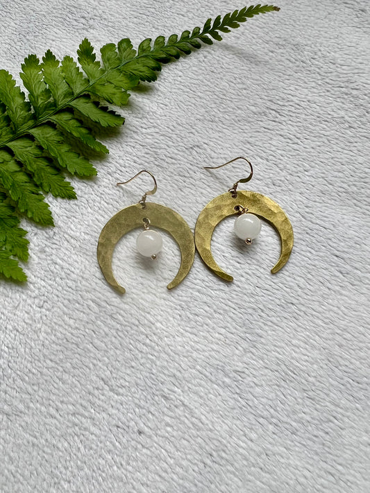 Hoaka Earrings in White Jade